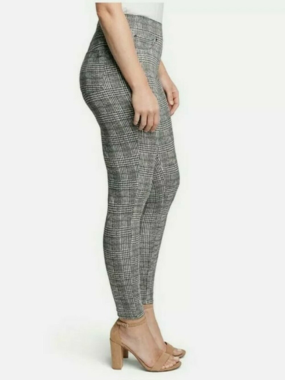 SEVEN7 Black White Plaid Houndstooth Ponte Pants Pull On Leggings Size XL